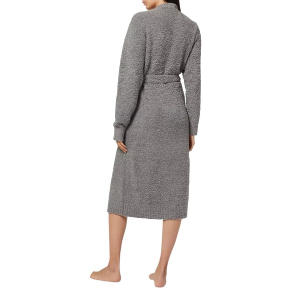 SKIMS Cozy Knit Belted Robe - Gray Fuzzy Long Lounge Robe sz S/M - Picture 8 of 9